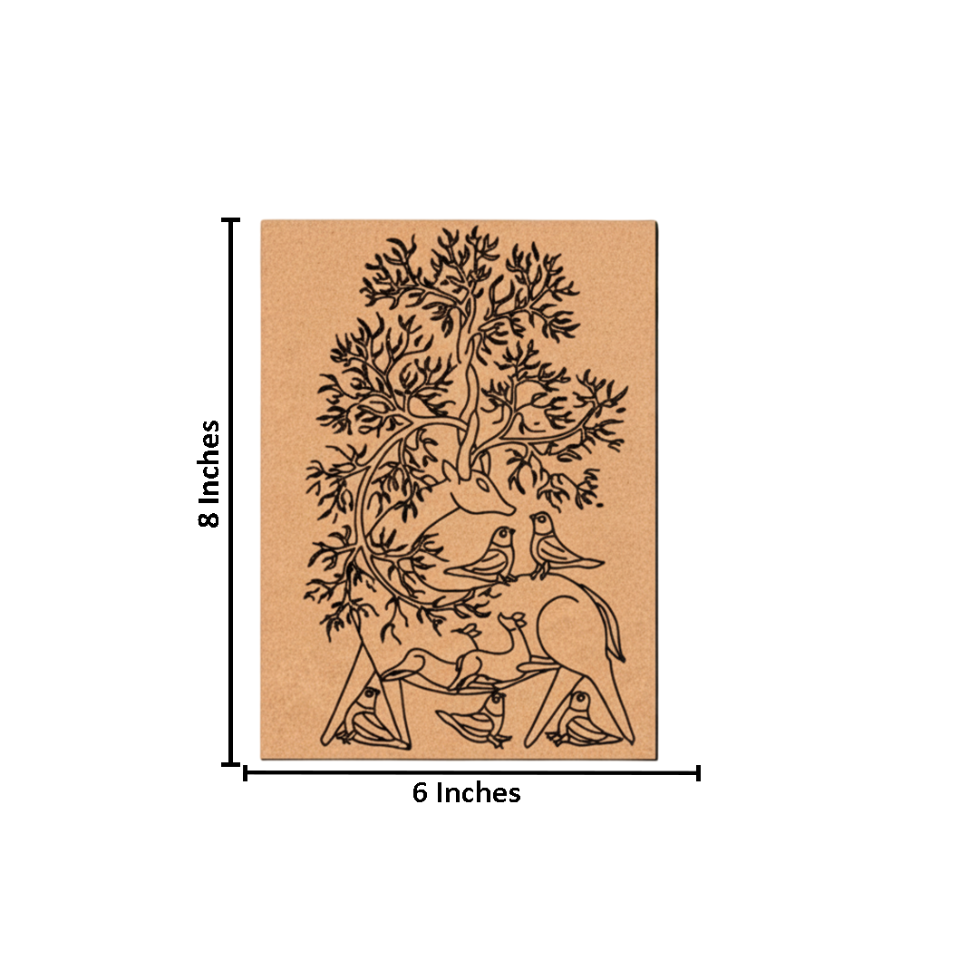 MDF DIY Painting Board with Tree Birds and Deer Traditional Outline with size 