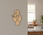 Decorative MDF DIY wall art of a woman holding a book in a kitchen setting