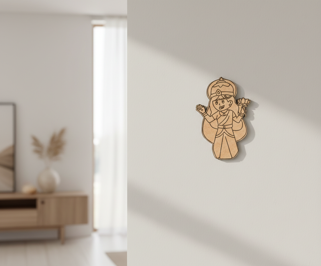 MDF DIY  wall art decoration of a traditional figure on a white wall