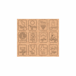 MDF DIY  marathi symbol art on a cardboard backing with various designs.