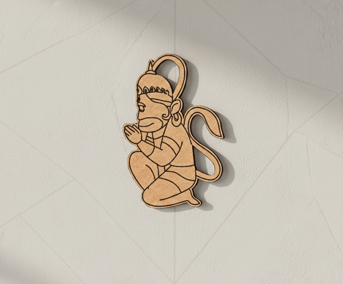 MDF DIY figurine of a sitting figure with a crown on a light gray background