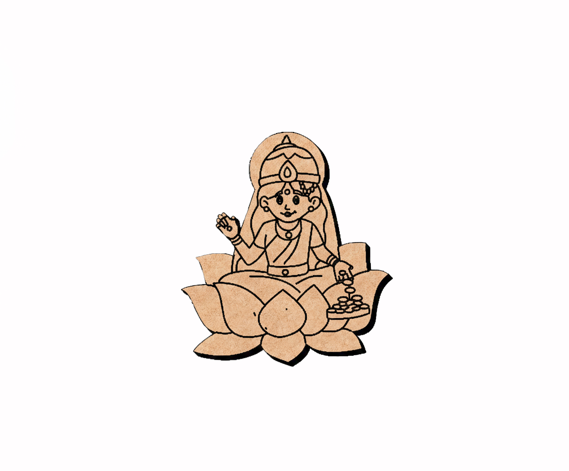  MDF DIY figurine of a seated figure on a lotus flower with intricate details on a white background