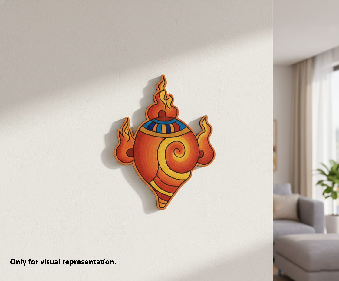 Decorative  MDF DIY  wall art on a plain wall with a living room in the background