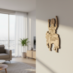 Decorative  MDF DIY wall art of a figure on an cow in a modern living room.