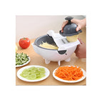 Manual multi-blade vegetable chopper with stainless-steel blades and bowl