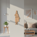  MDF DIY sculpture of a standing figure on a wall in a living room setting