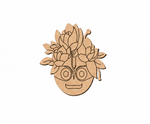  MDF DIY cutout of a face with floral hair on a white background