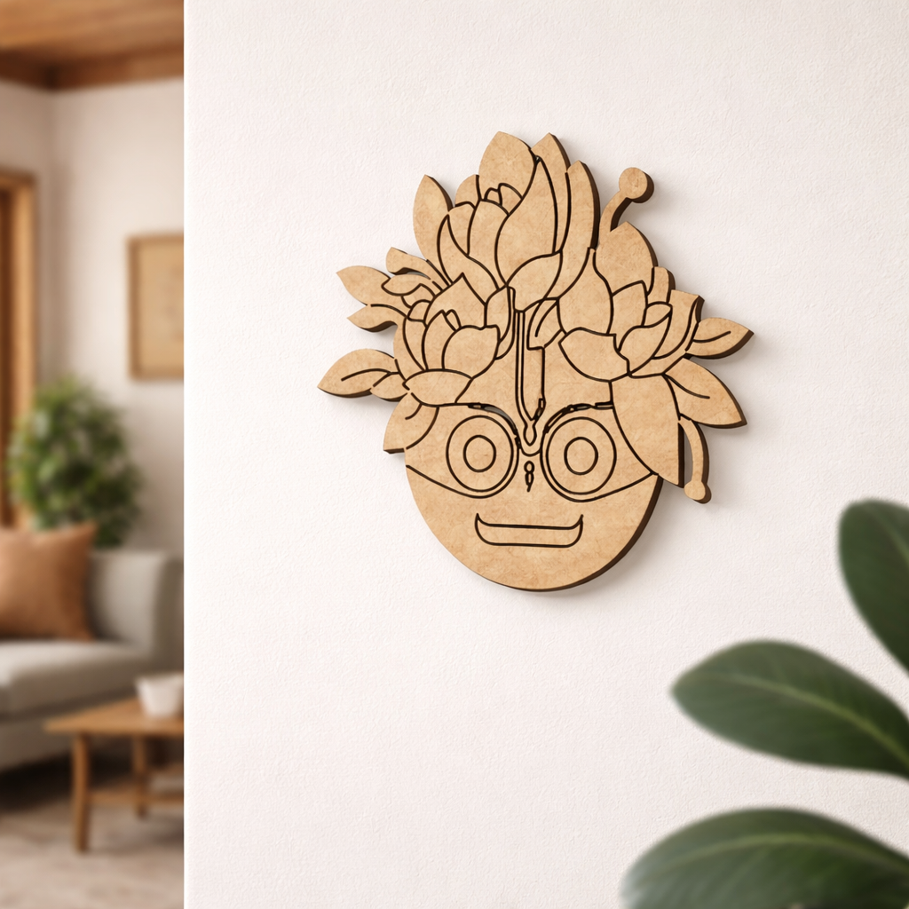  MDF DIY  wall art with floral design and glasses on a white wall in a living room.