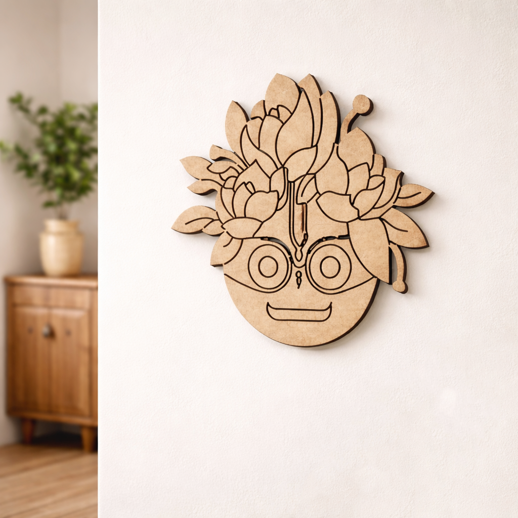  MDF DIY  wall art with floral design and glasses on a white wall.