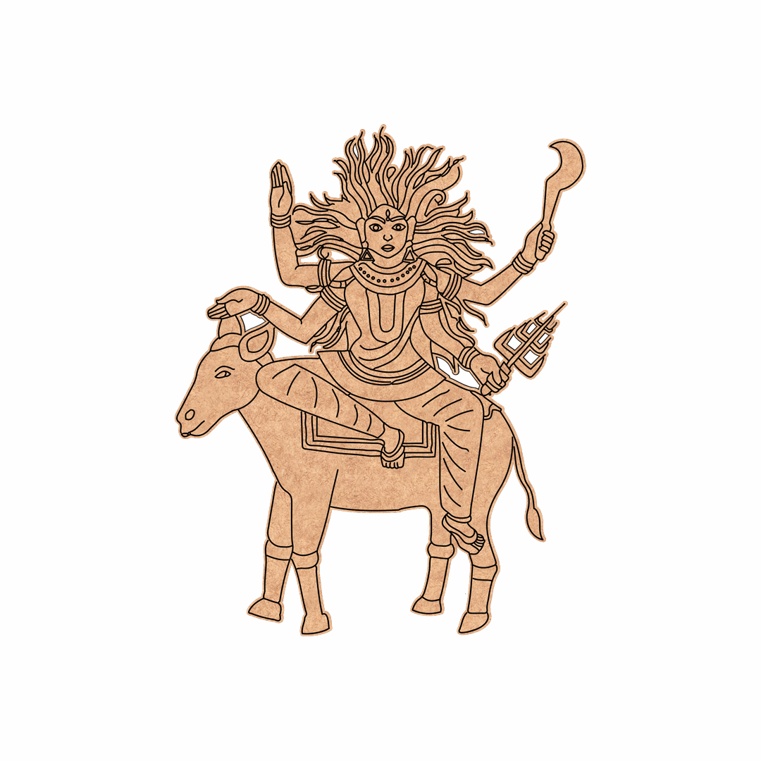  MDF DIY wall art  of a deity riding a bull on a white background