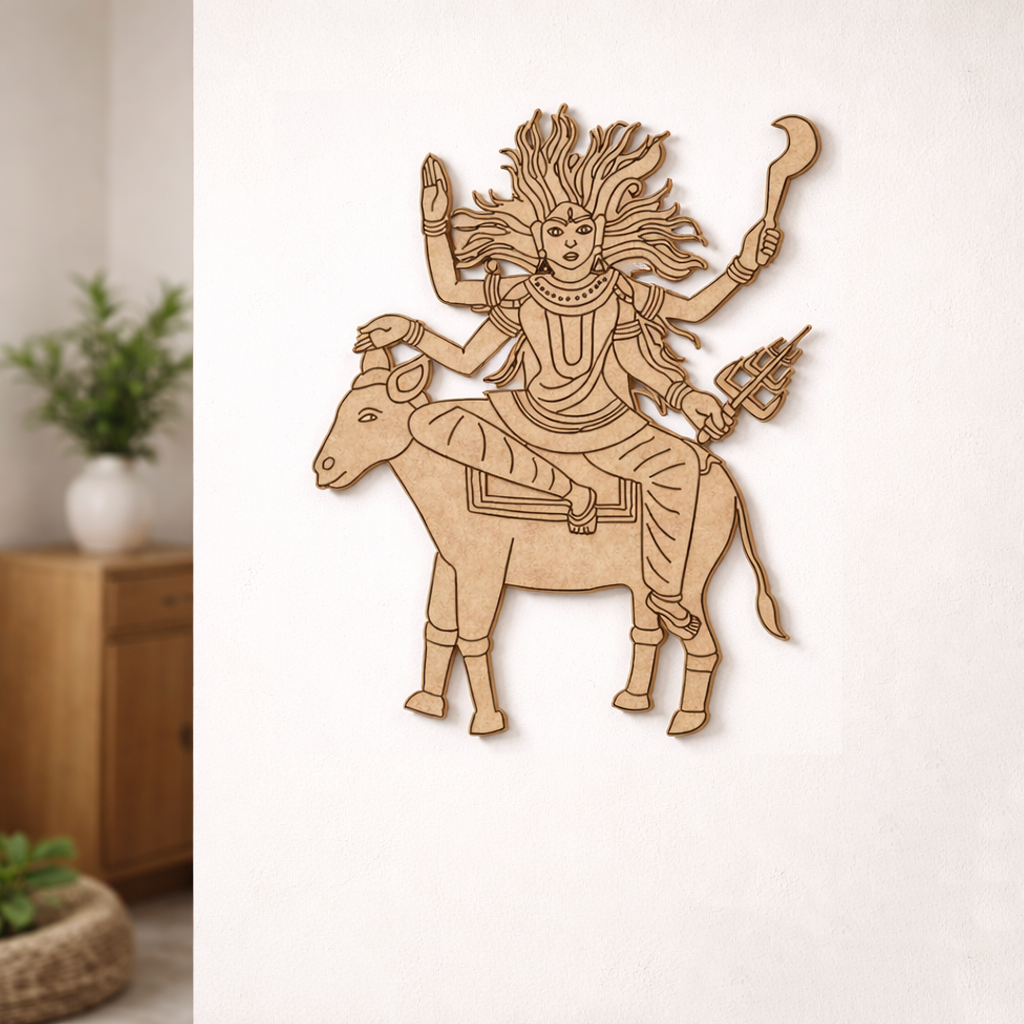  MDF DIY  wall art of a deity on a white background