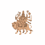 Decorative  MDF DIY  cutout of a multi-armed deity on a lion with intricate details.