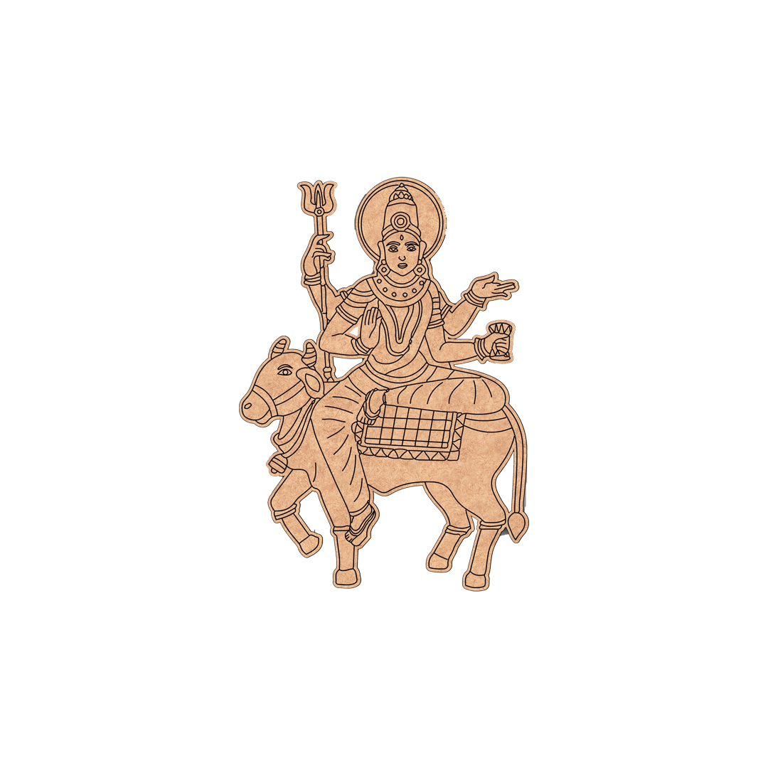  MDF DIY  wall art  of a deity riding a bull on a white background