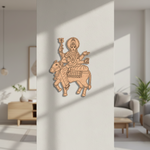 Decorative  MDF DIY wall art of a deity on a cow in a modern living room.