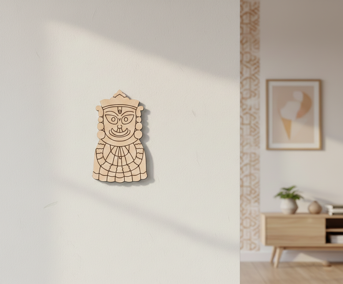  MDF DIY wall art with geometric design on a light gray wall.
