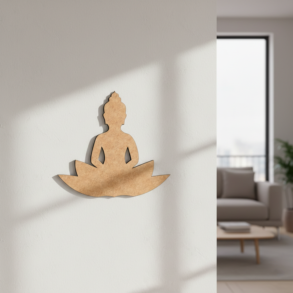  MDF DIY  Buddha wall decoration in a modern living room