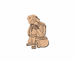  MDF DIY  cutout of a person sitting with a phone on a white background
