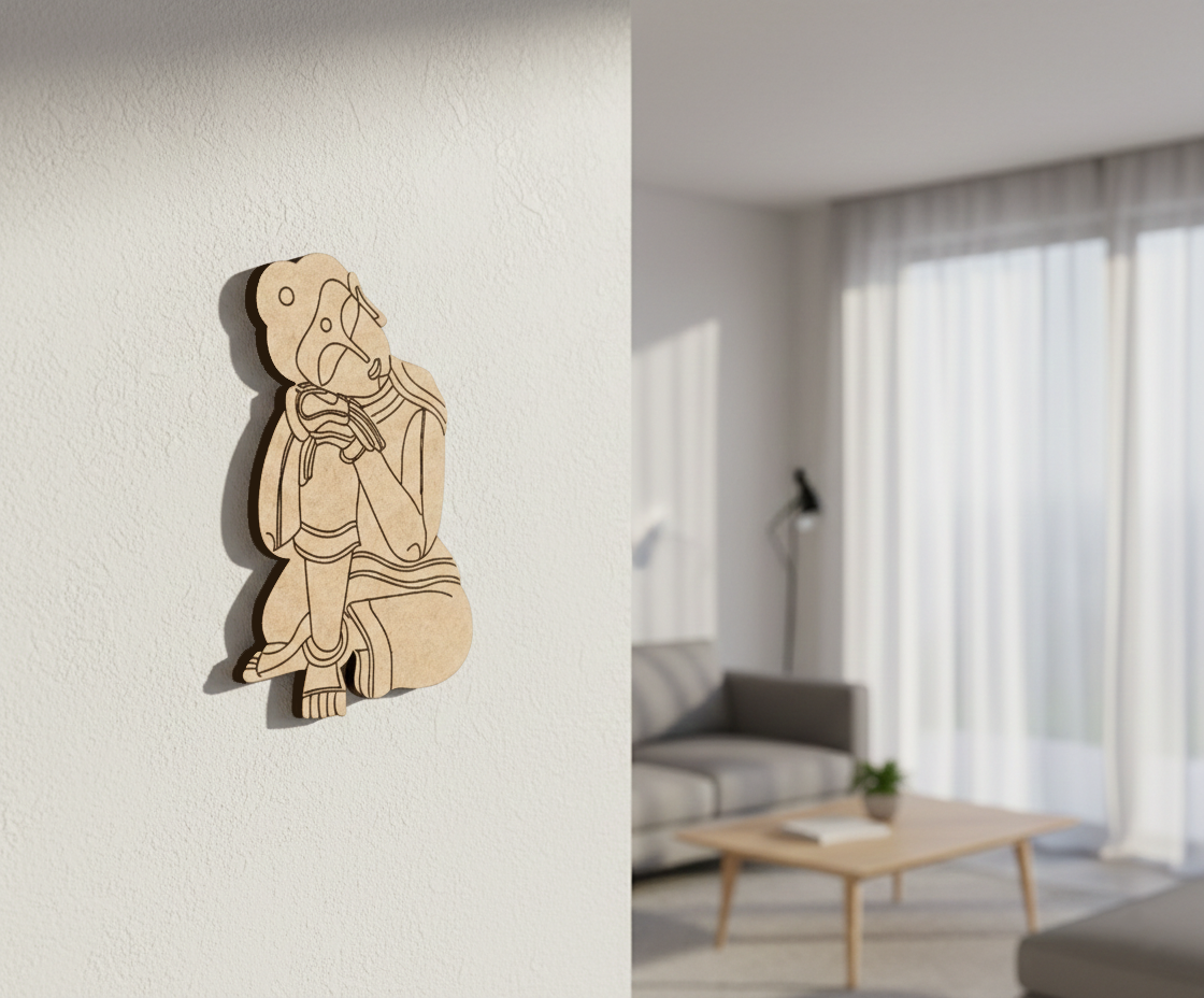  MDF DIY wall art  of a figure on a wall in a modern living room