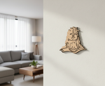  MDF DIY wall art of a face on a white wall in a living room.