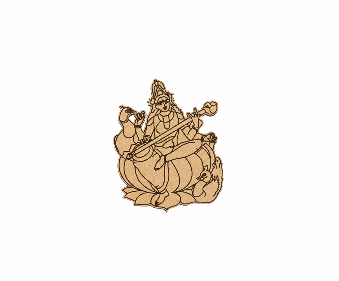  MDF DIY  Decorative design of a seated figure with a musical instrument on a white background