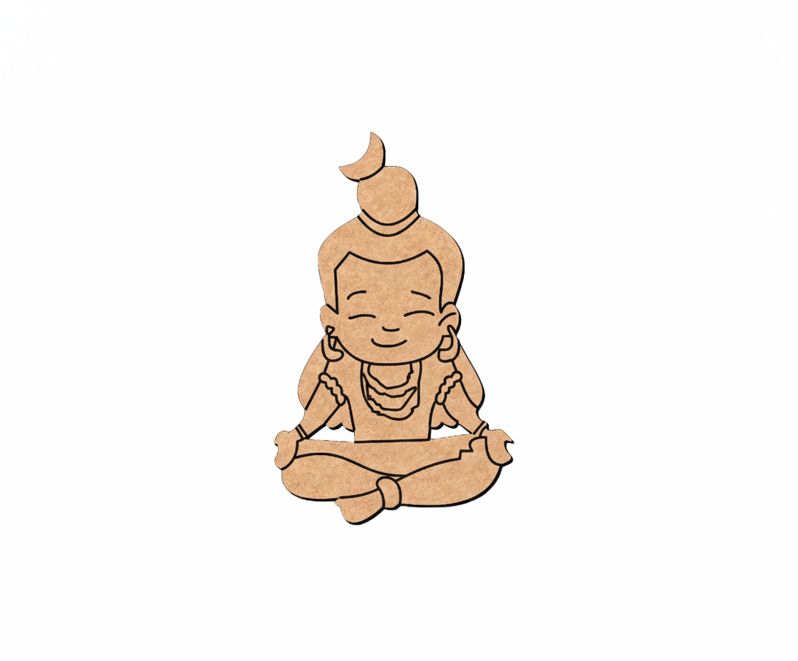  MDF DIY  cutout of a meditating Buddha figure on a white background