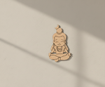  MDF DIY wall art  of a cartoon character in a meditative pose on a beige background
