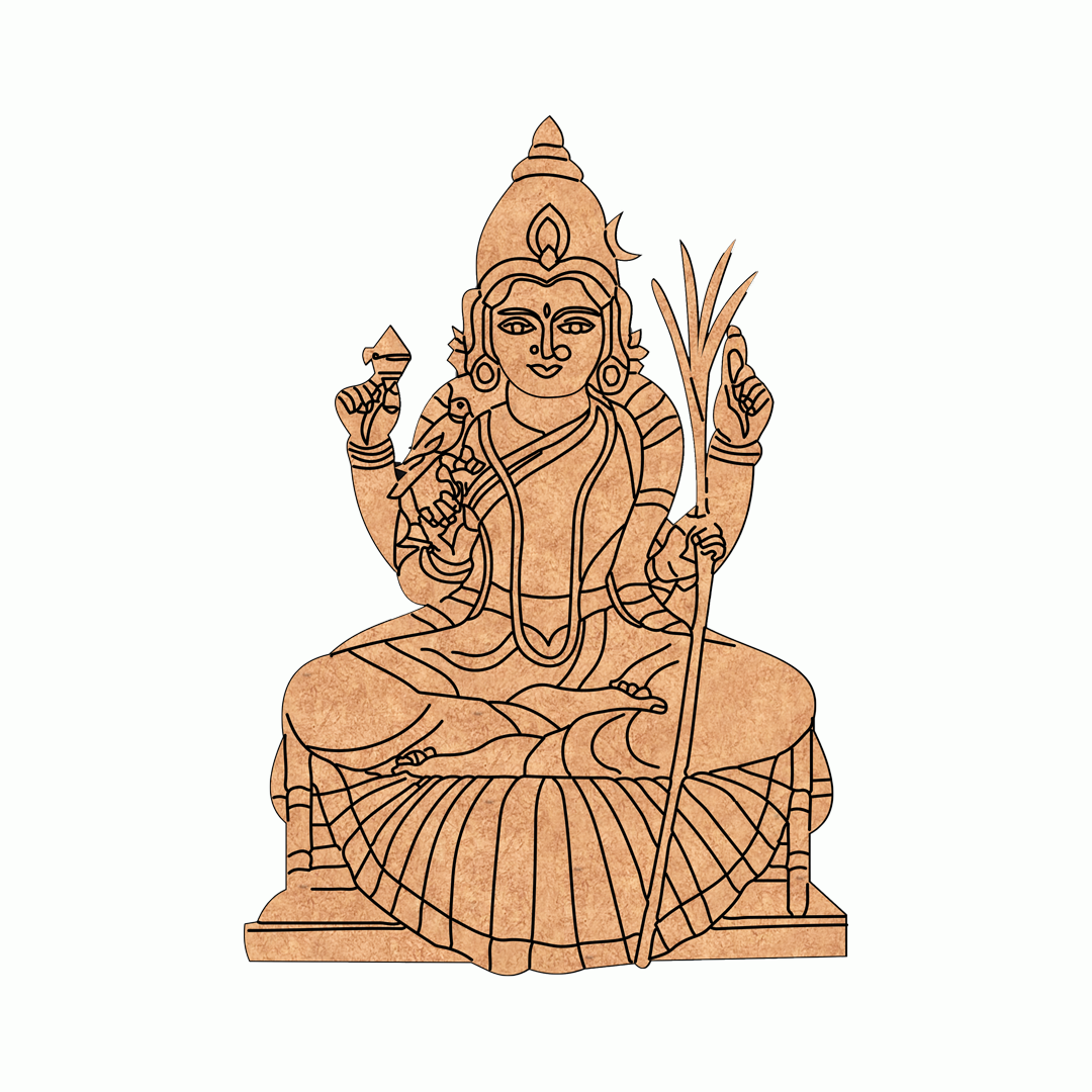  MDF DIY  statue of a seated figure with a crown and weapons on a white background