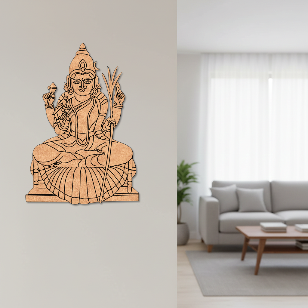  MDF DIY  wall art of a seated figure in a modern living room.