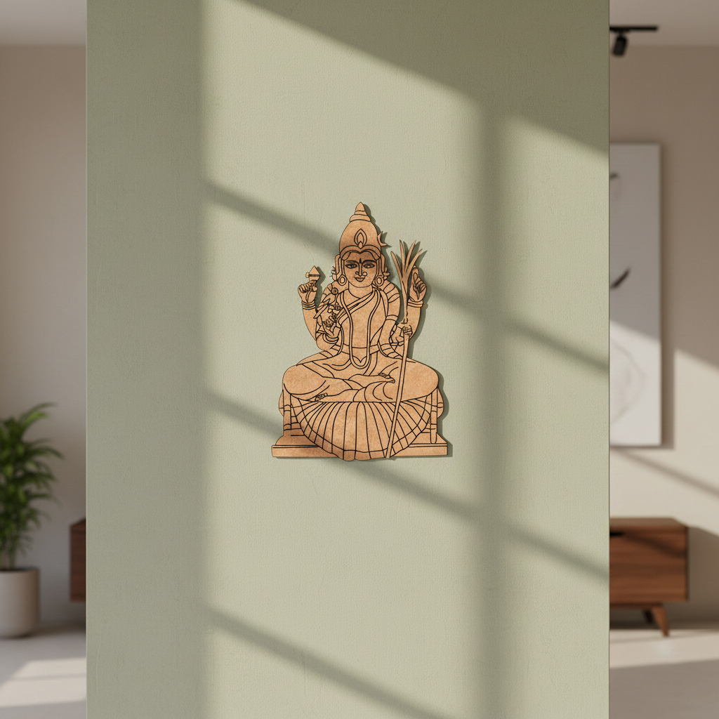 MDF DIY  statue of a seated figure on a light green wall with shadows