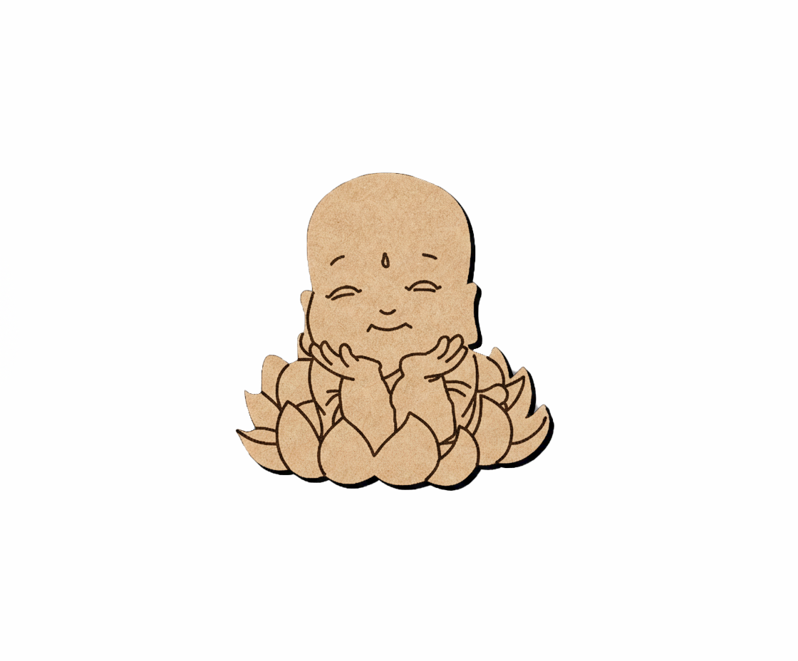  MDF DIY wall art  of a baby sitting on a lotus flower on a white background