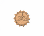 Decorative  MDF DIY sun symbol with intricate patterns on a white background