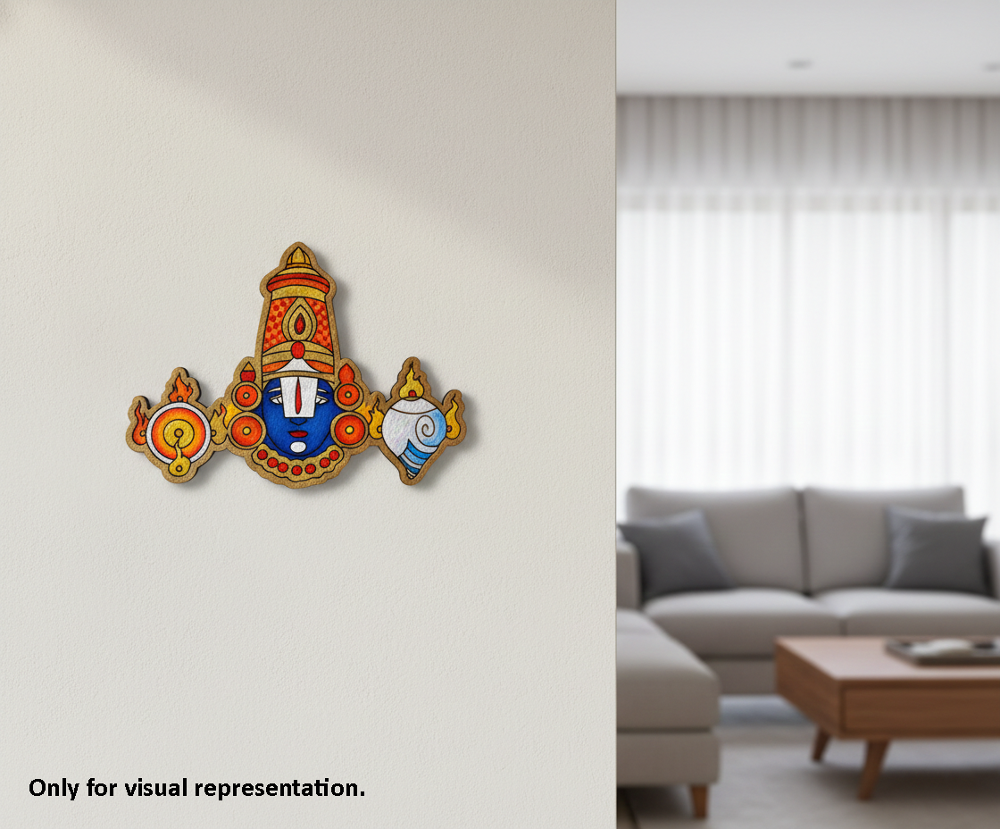 Decorative  MDF DIY wall art piece on a plain wall with a living room setting in the background.