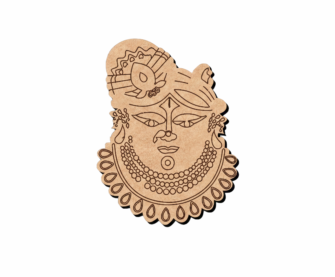  MDF DIY cutout of a face with intricate designs on a white background