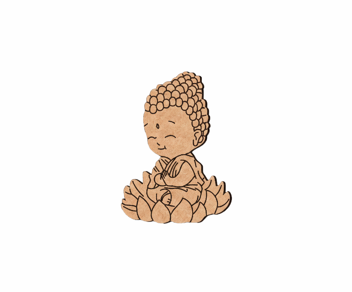 MDF DIY wall art  of a small Buddha figure on a white background