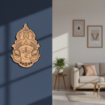 Decorative MDF DIY wall art of a face design on a blue background, with a living room setting in the background.