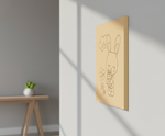 MDF DIY Bunny Painting Board for Kids Festival Canvas, mounted on wall show by side angle 