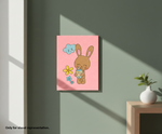 Painted MDF DIY Bunny Painting Board for Kids Festival Canvas, mounted on wall
