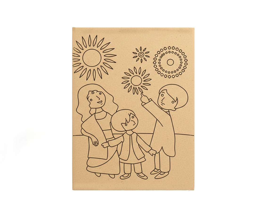 MDF Festival Canvas DIY Diwali Family Painting Board showing parents and child with fireworks design