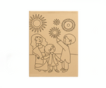 MDF Festival Canvas DIY Diwali Family Painting Board showing parents and child with fireworks design