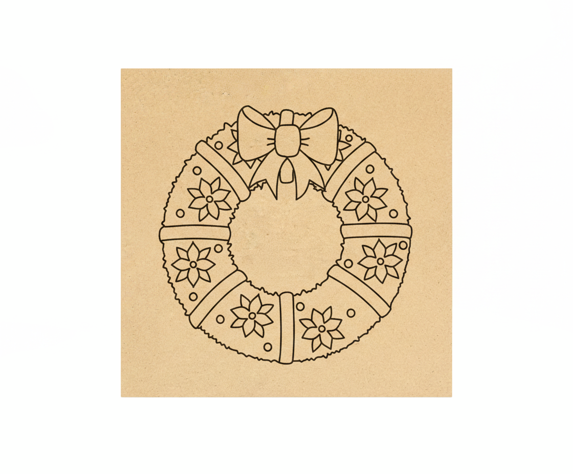 MDF Festival Canvas DIY Floral Wreath Painting Board with bow and flower design