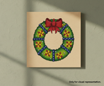 Painted MDF Festival Canvas DIY Floral Wreath Painting Board with bow and flower design, mounted on wall