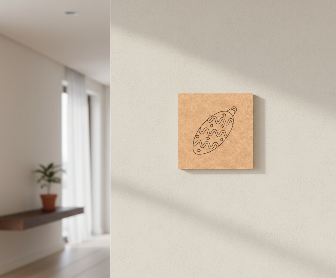 MDF Christmas Ornament Festival Canvas DIY Painting Board with star pattern design for kids craft, mounted on wall