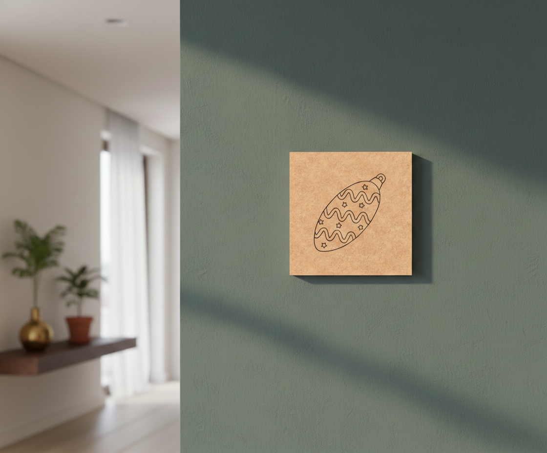 MDF Christmas Ornament Festival Canvas DIY Painting Board with star pattern design for kids craft, mounted on wall