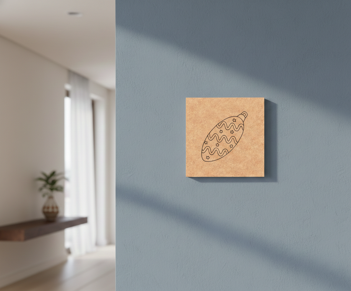 MDF Christmas Ornament Festival Canvas DIY Painting Board with star pattern design for kids craft, mounted on wall