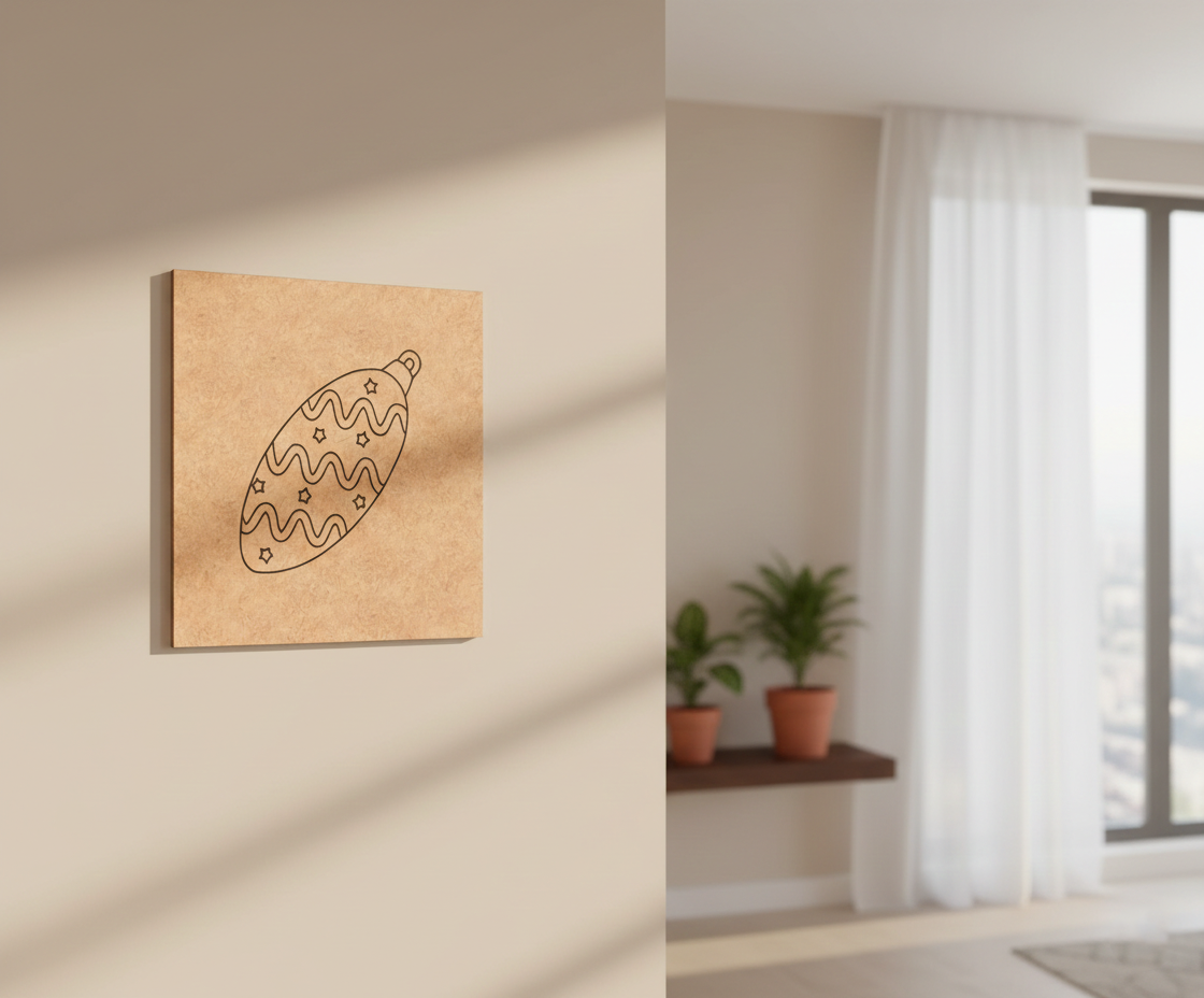 MDF Christmas Ornament Festival Canvas DIY Painting Board with star pattern design for kids craft, mounted on wall