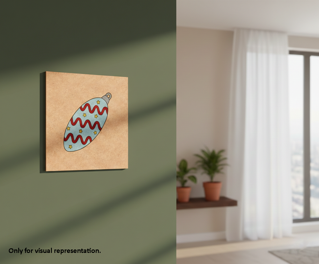 Painted MDF Christmas Ornament Festival Canvas DIY Painting Board with star pattern design for kids craft, mounted on wall