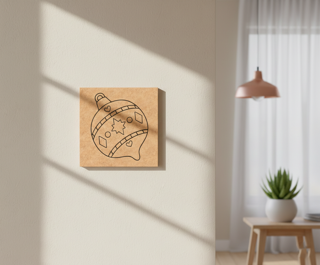 MDF Christmas Ornament Festival Canvas DIY Painting Board with heart and star pattern, mounted on wall