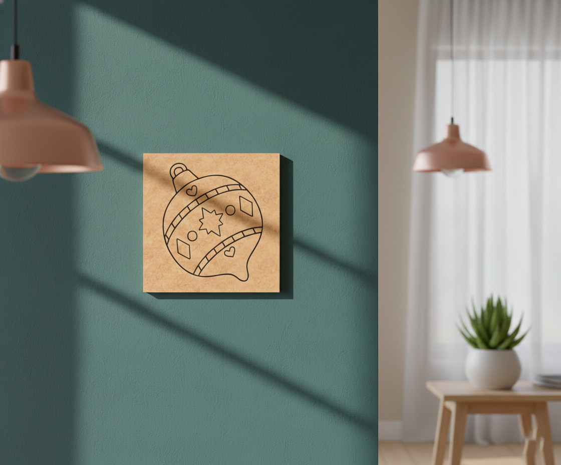 MDF Christmas Ornament Festival Canvas DIY Painting Board with heart and star pattern, mounted on wall, mounted on wall