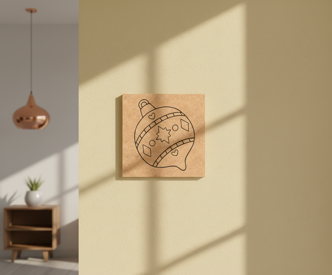 MDF Christmas Ornament Festival Canvas DIY Painting Board with heart and star pattern, mounted on wall, mounted on wall