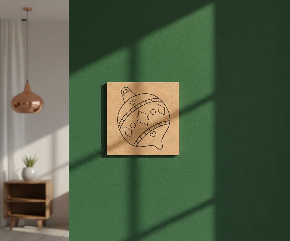 MDF Christmas Ornament Festival Canvas DIY Painting Board with heart and star pattern, mounted on wall, mounted on wall